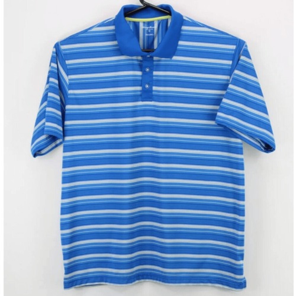 Tommy Armour Mens XXL Blue Striped DRI-LOGIC Short Sleeve Golf Polo Shirt